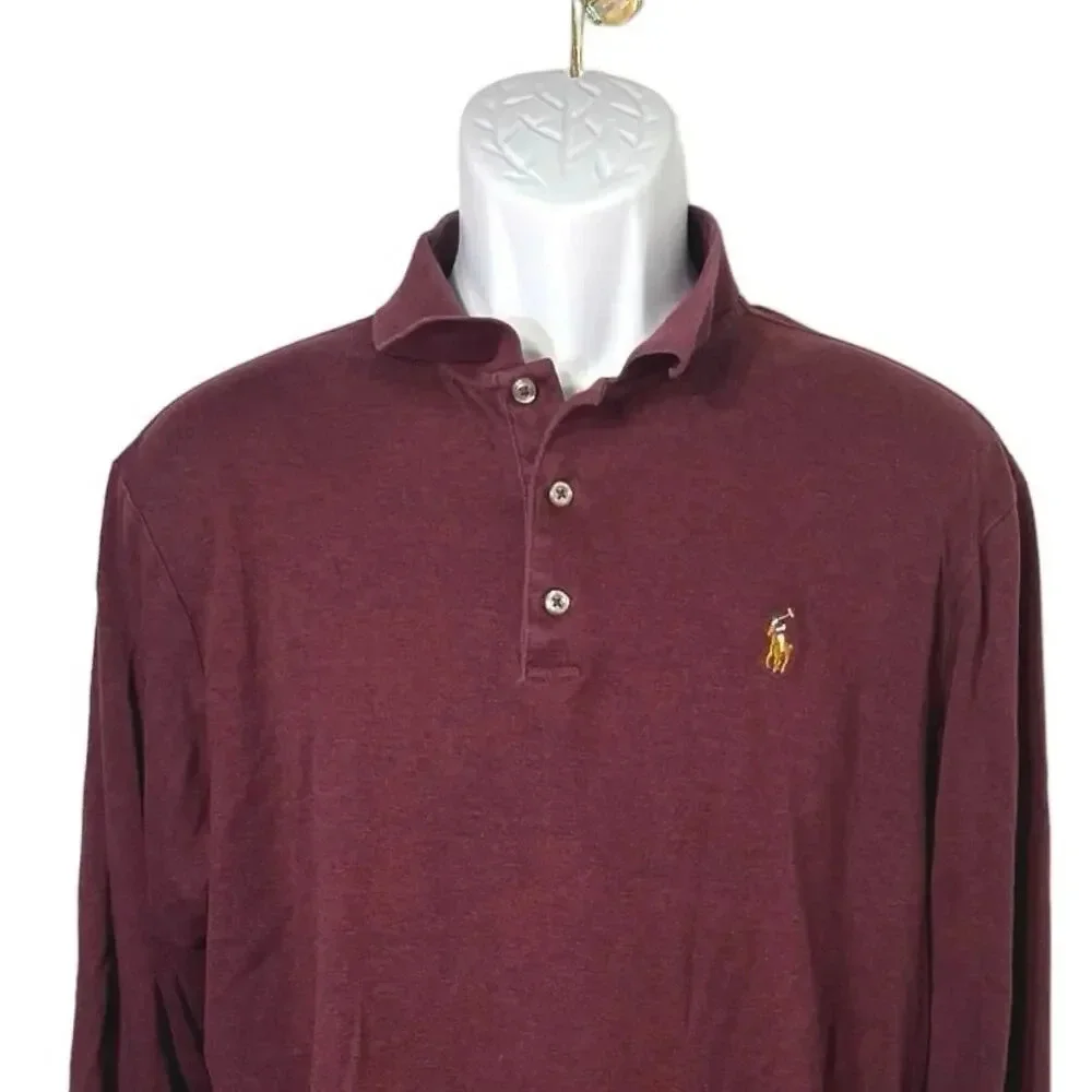 Polo Ralph Lauren, men’s long sleeve pony logo 1/4 button knit‎ polo shirt Large